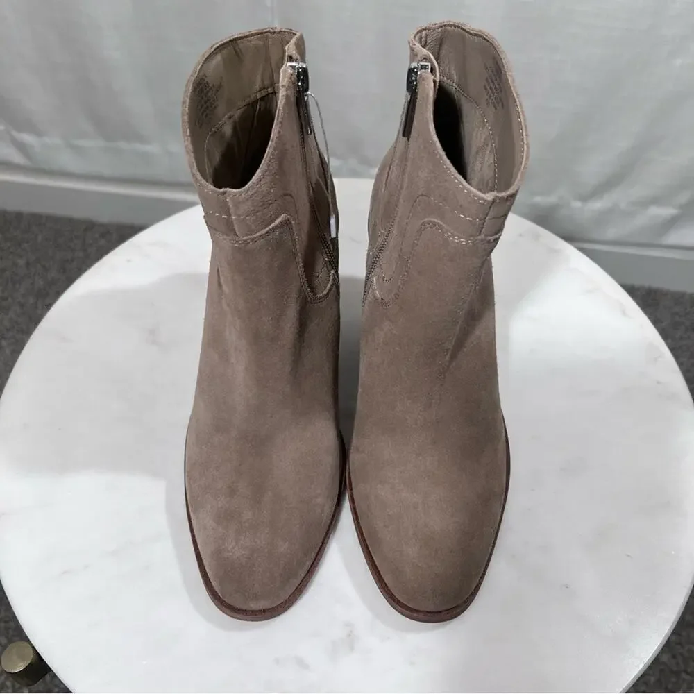 Lucky Brand NEW Waltz Suede Wedge Tan Taupe Ankle Bootie Boots Size 7.5